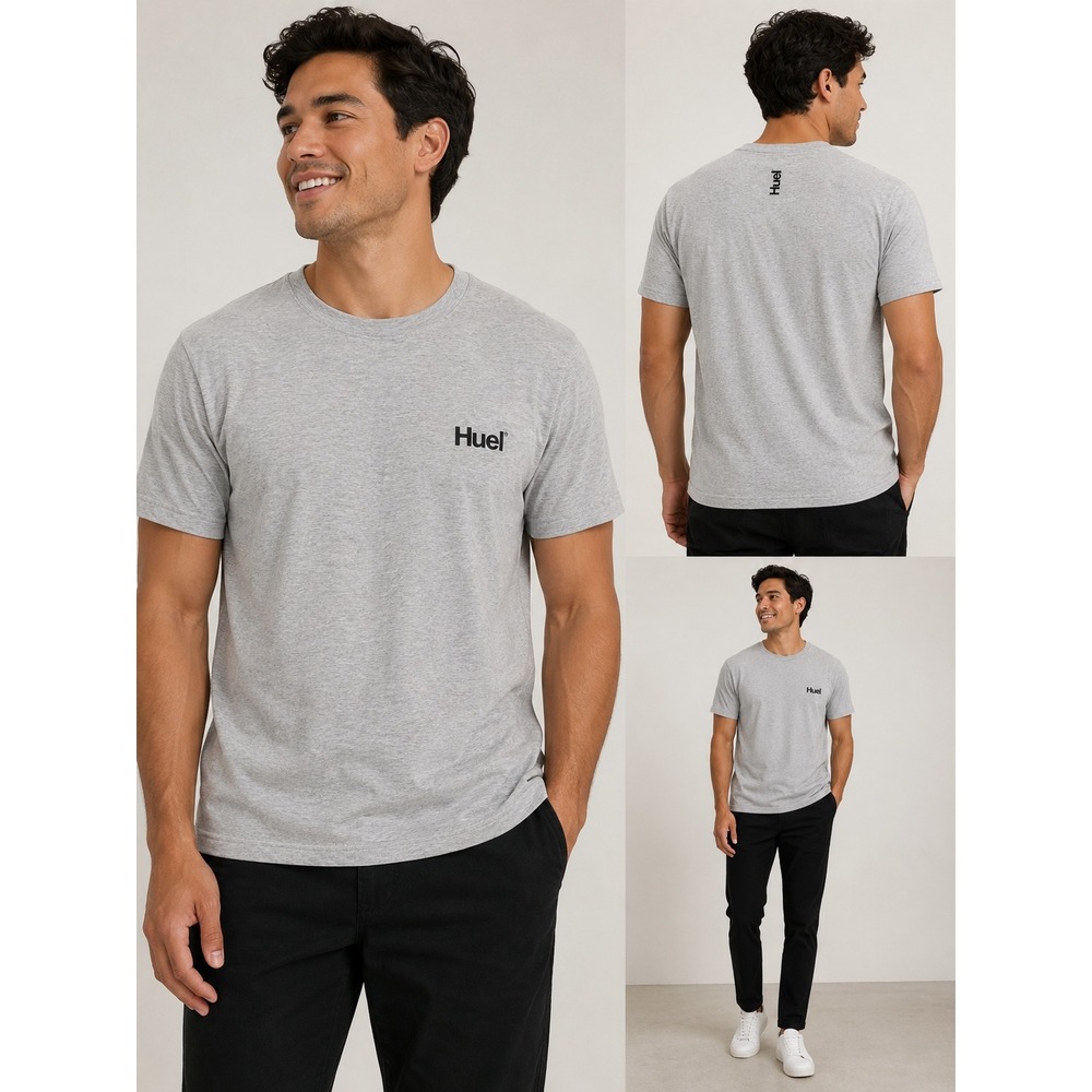 Huel T-Shirt Mens XXL Gray Heather Short Sleeve Logo Graphic Crewneck Tee - Picture 7 of 7